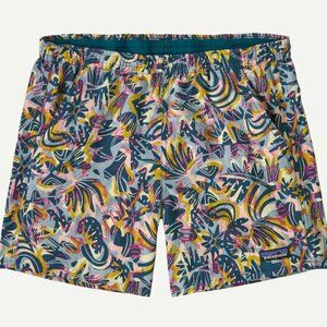 Brand New, Patagonia Women’s Baggies, 5” shorts, Large, fun Tidal Teal print